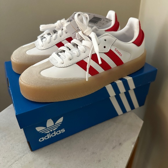 Adidas Red and White Adidas Sambae with Gum Sole - Picture 10 of 11
